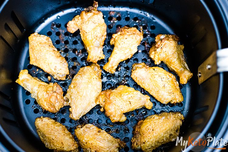 Crispy Air Fryer Chicken Wings with Buffalo Sauce - { Keto } 6