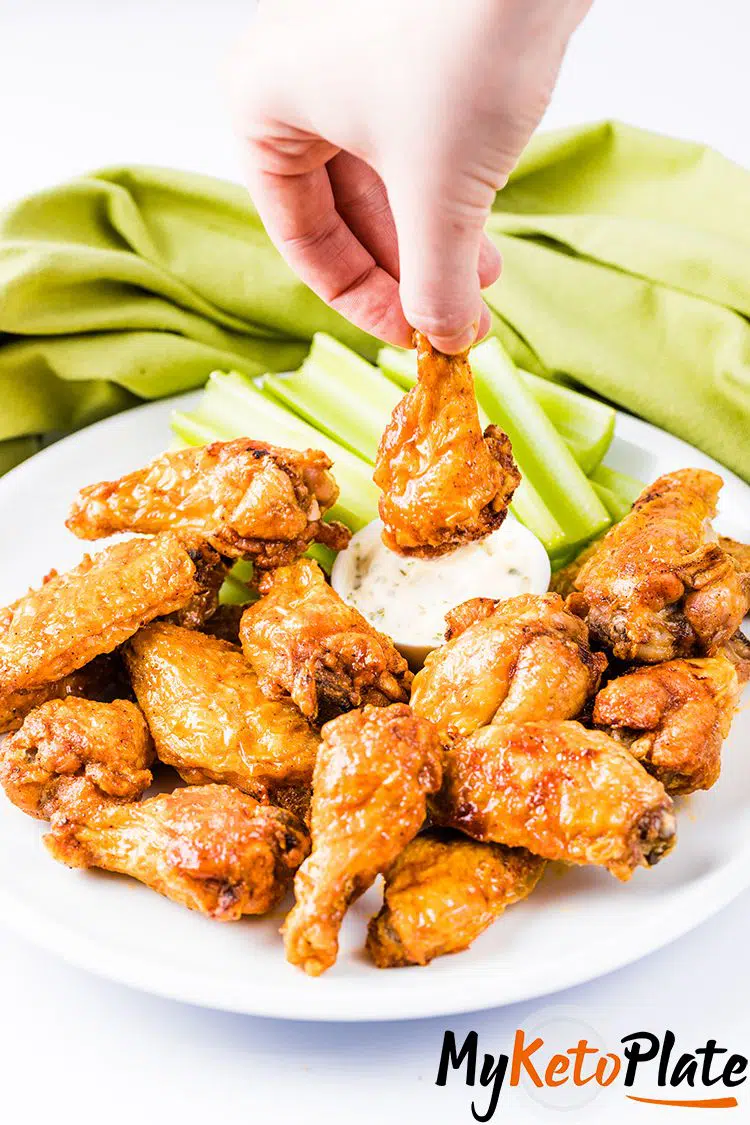 Crispy Air Fryer Chicken Wings with Buffalo Sauce - { Keto } 3