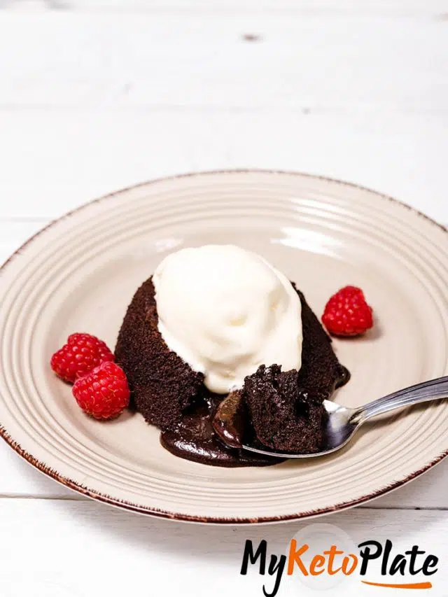 easy-chocolate-keto-lava-cake on a plate