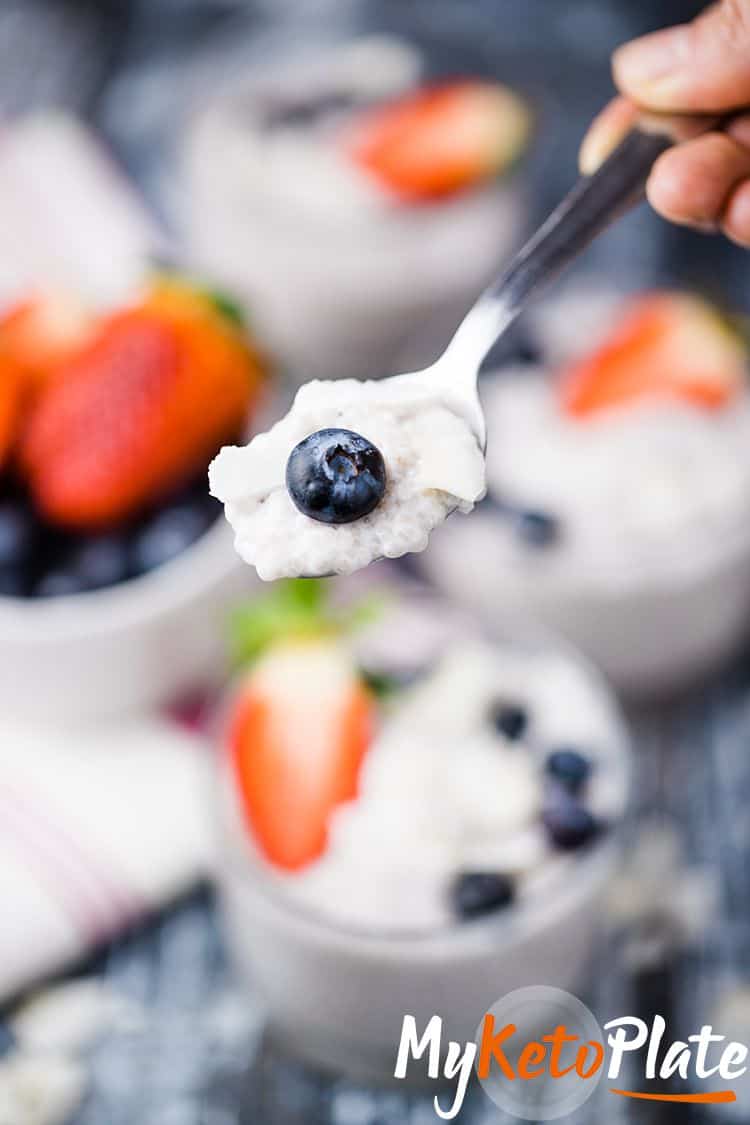 keto creamy chia pudding with fruits