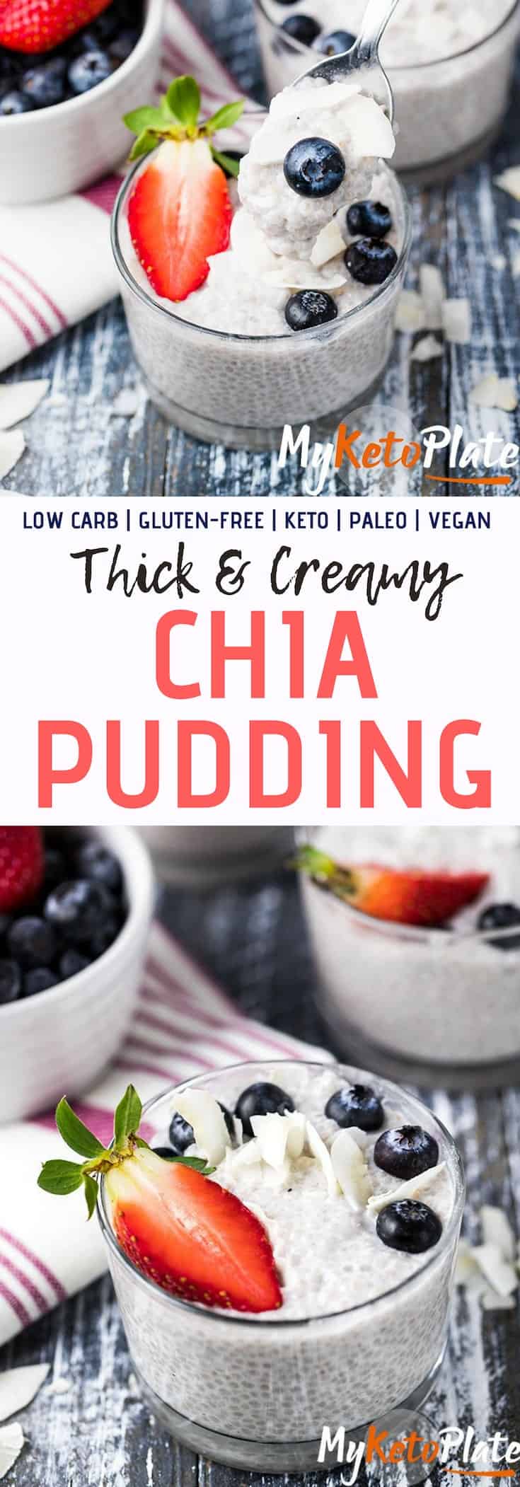 This 4-Ingredient Chia pudding is a healthy snack or breakfast that’s very low in carbs and loaded with nutrients, protein, fiber, and fats. It’s a dairy-free recipe made with unsweetened plant-based milk, chia seeds, and sweetener of choice.