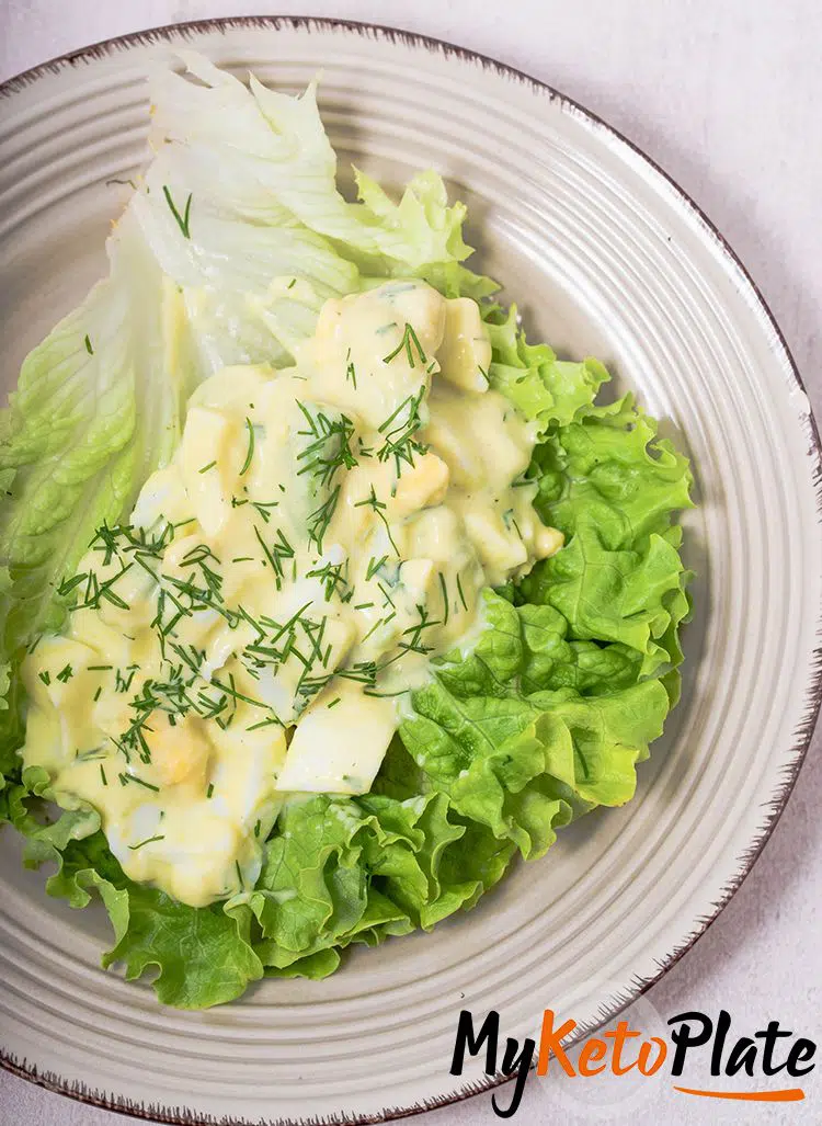 egg salad in lettuce wrap on a plate