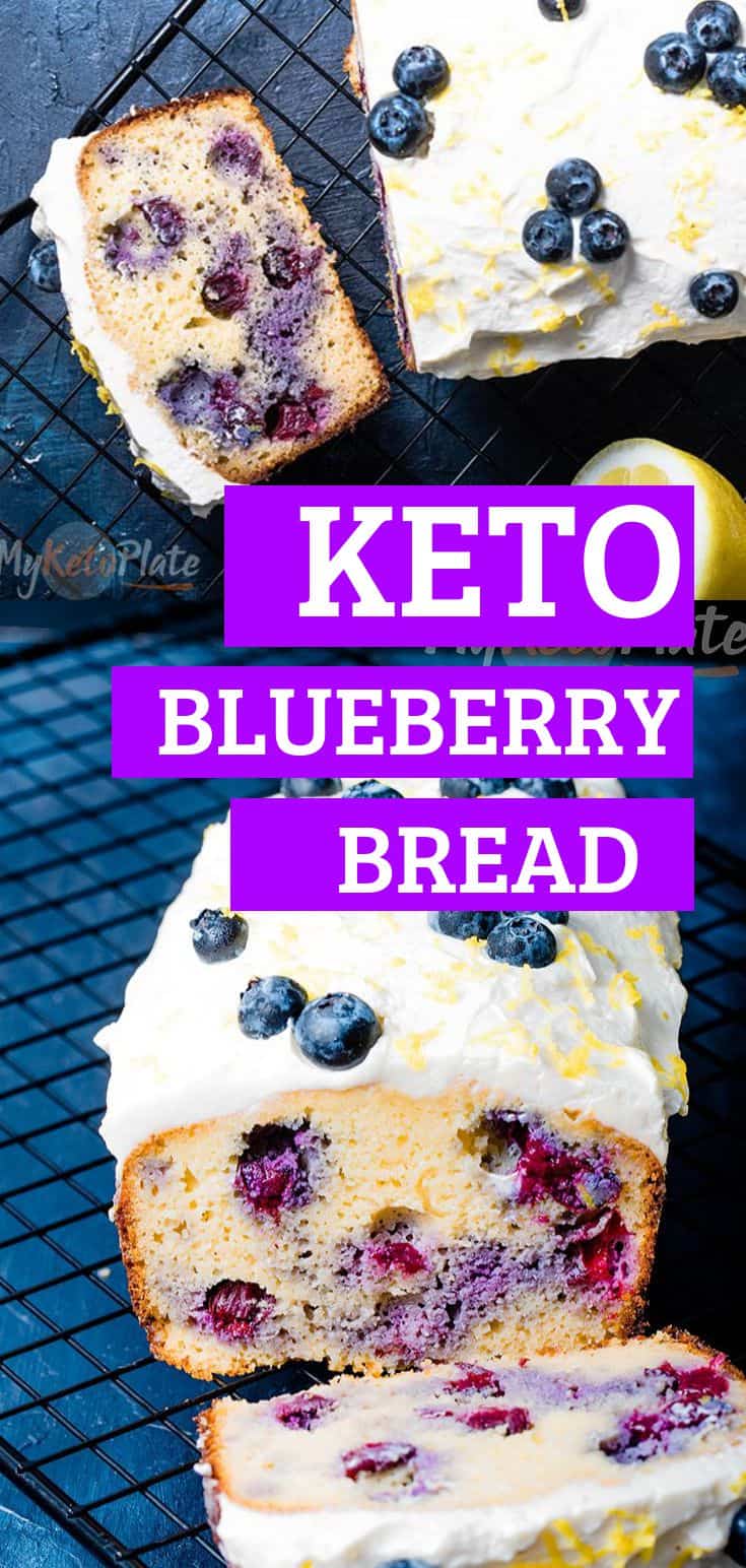 Keto Blueberry Bread with Lemon Cheesecake Frosting - MyKetoPlate