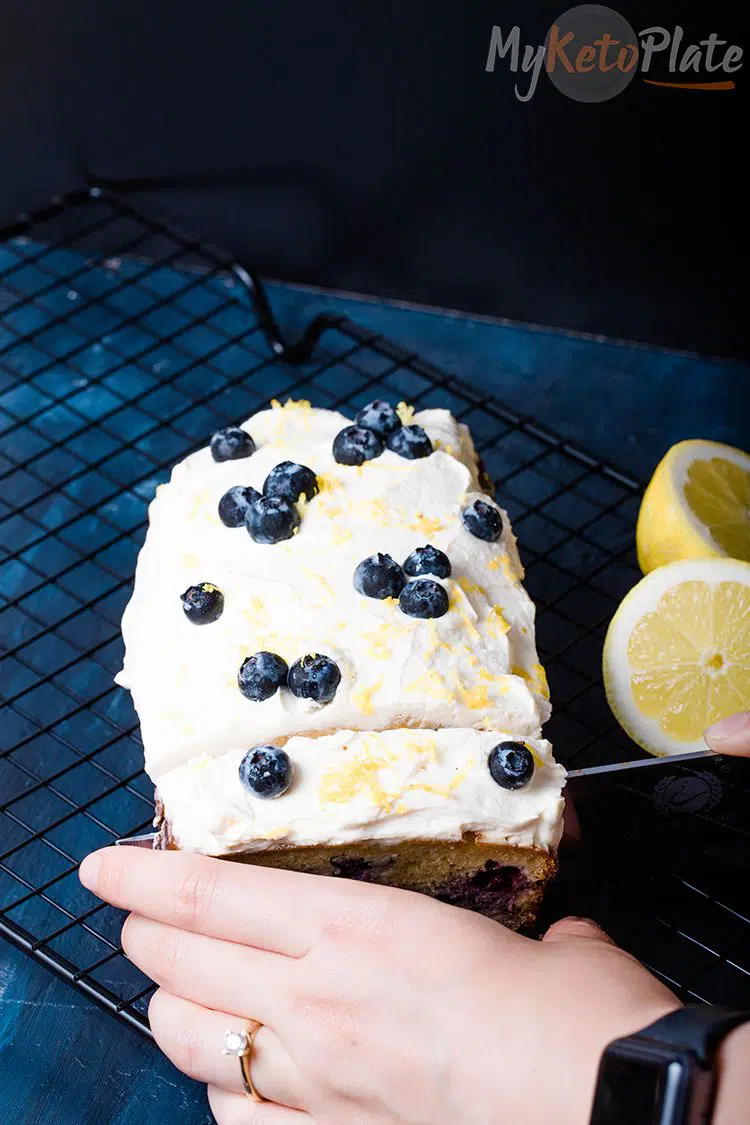 Easy Keto Blueberry Bread with Lemon Cheesecake Frosting 1