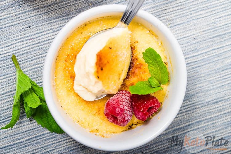 y favorite dessert: creme brulee topped with fresh berries and mint.