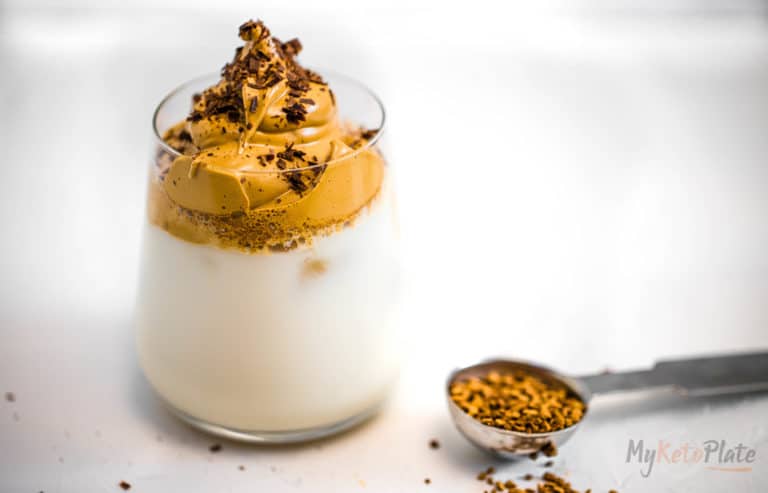 Keto Dalgona Coffee is an incredible Iced Sugar-Free drink that's made with only 4 ingredients. Whip them into a fluffy and velvety coffee cream for the perfect morning coffee or afternoon treat.