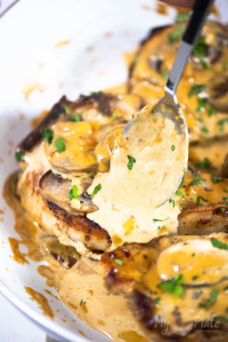 Pork Chops With Creamy Garlic Mushroom Sauce 30 Minute Recipe Myketoplate