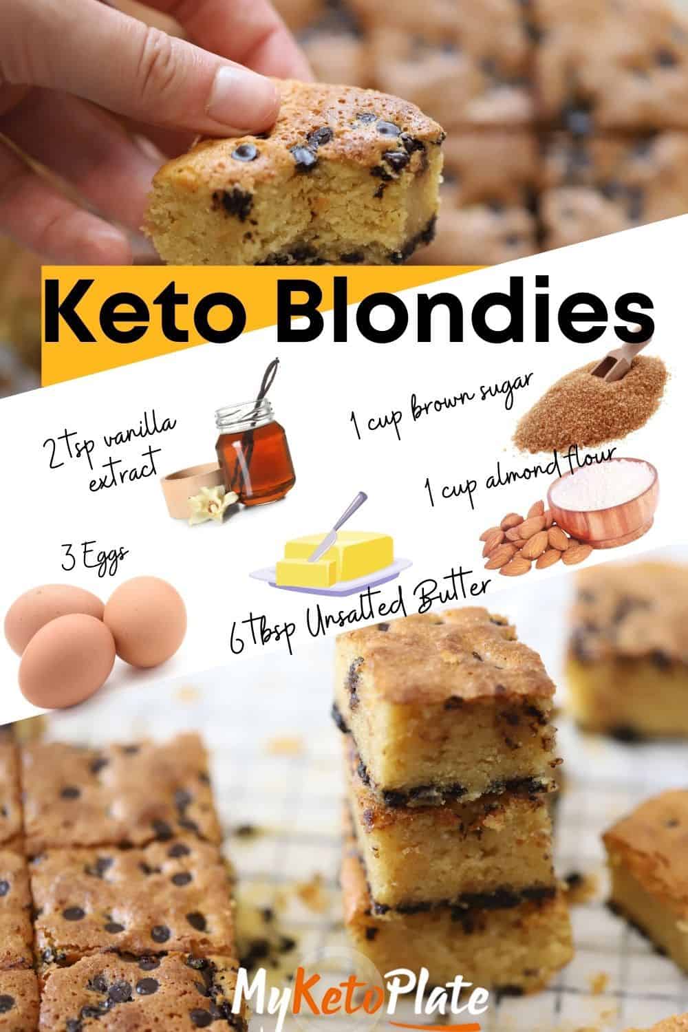 The Best Keto Blondies - Just 2g carbs!