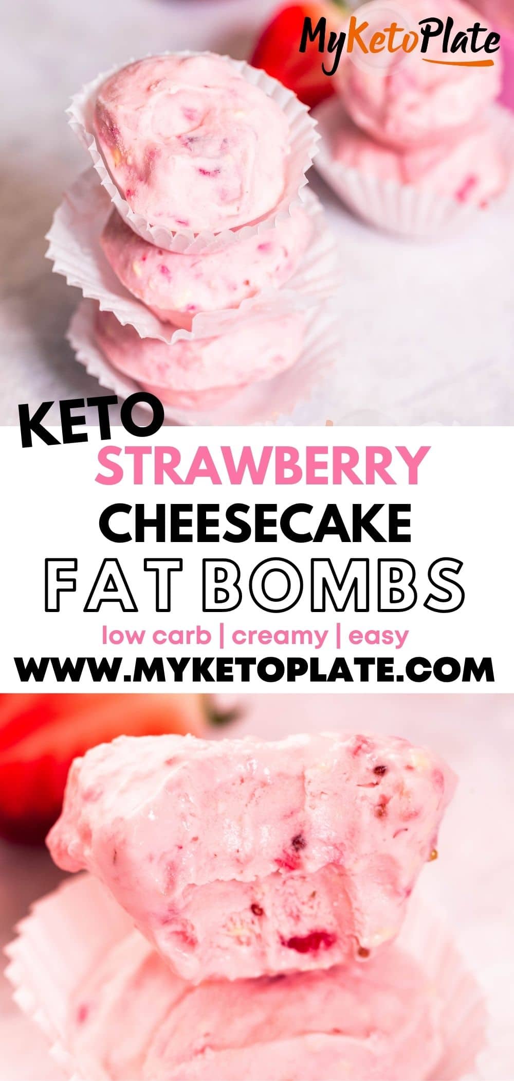 Keto Strawberry Cheesecake Fat Bombs - MyKetoPlate