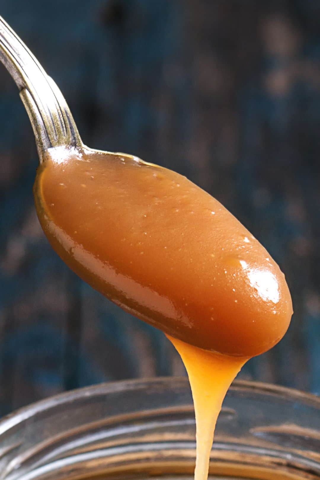 keto caramel in a spoon