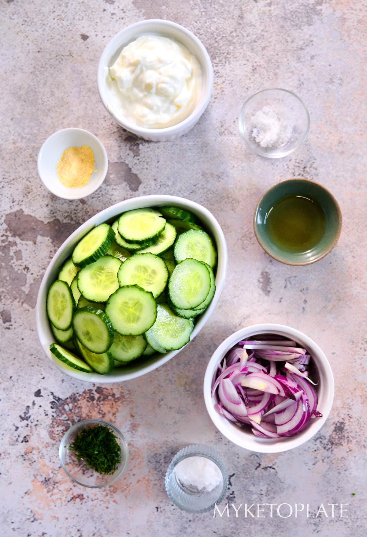 Creamy Cucumber Salad Ingredients
