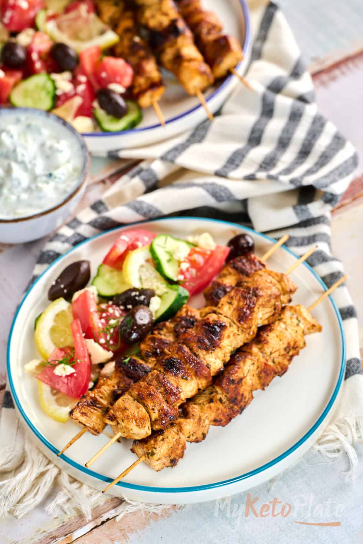 Greek Lemon Chicken Skewers with Tzatziki Sauce