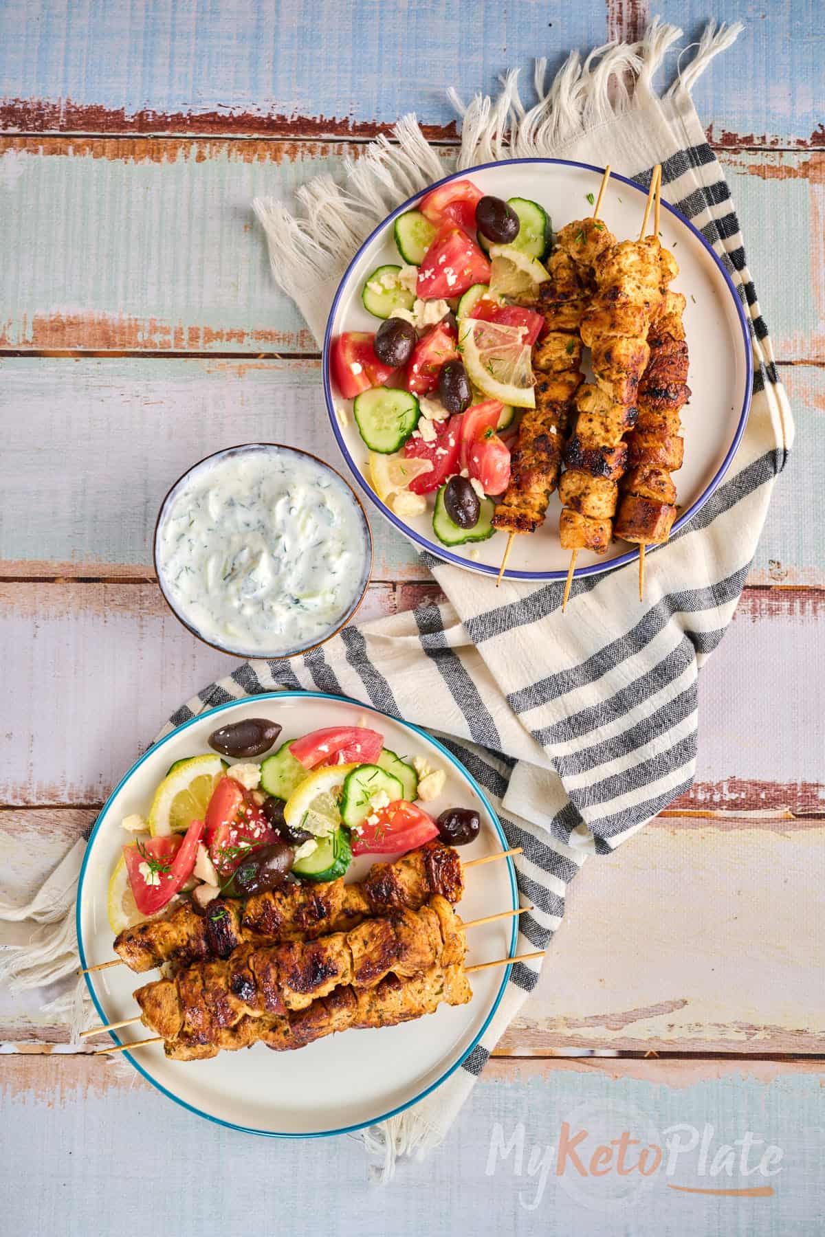 Greek Lemon Chicken Skewers with Tzatziki Sauce 