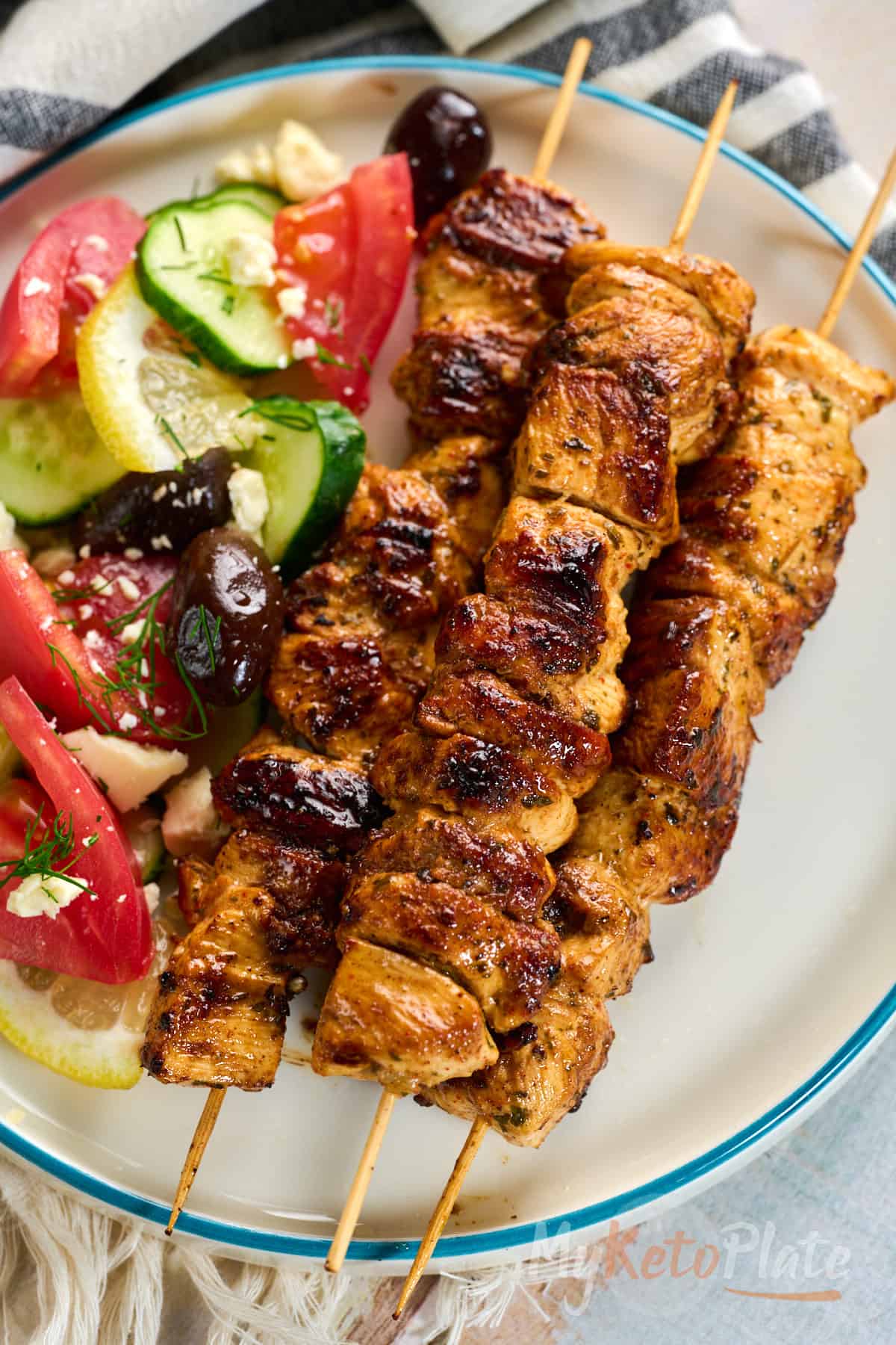 Greek Lemon Chicken Skewers with Tzatziki Sauce 