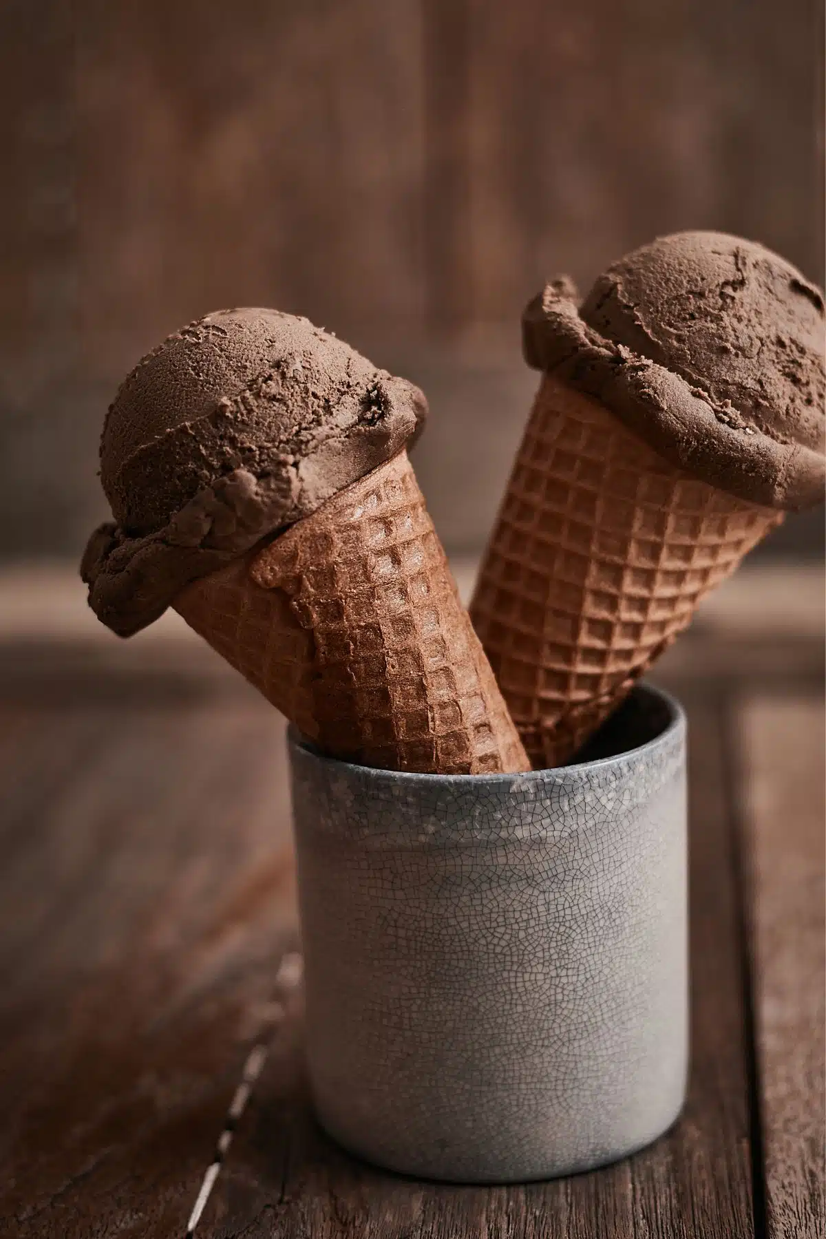 keto chocolate ice cream in cone
