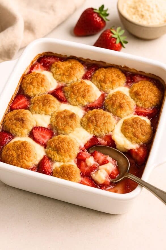 Keto Strawberry Cream Cheese Cobbler 3