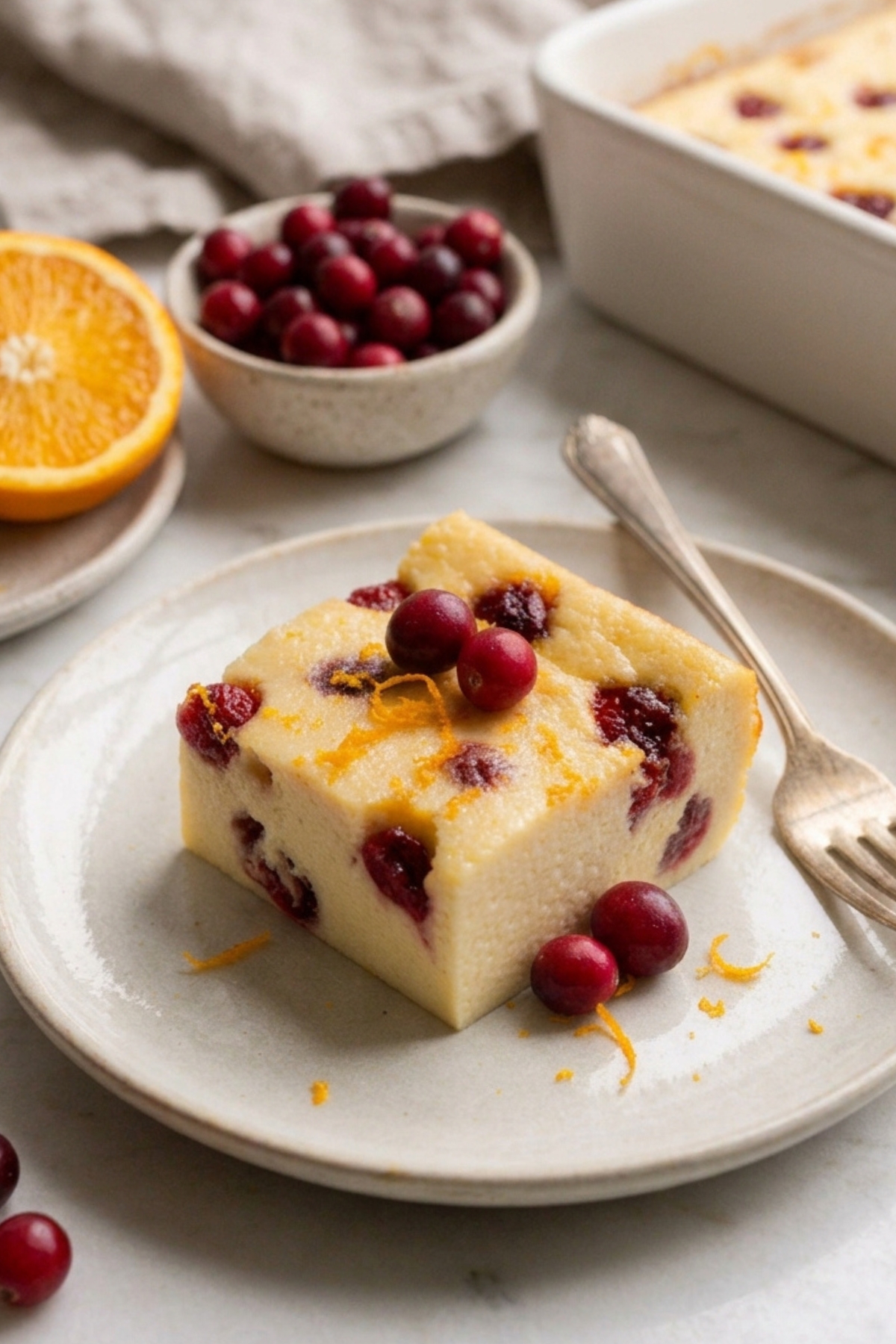 Cranberry Orange Cottage Cheese Bake 3 Cranberry orange cottage cheese bake with golden edges and baked cranberries